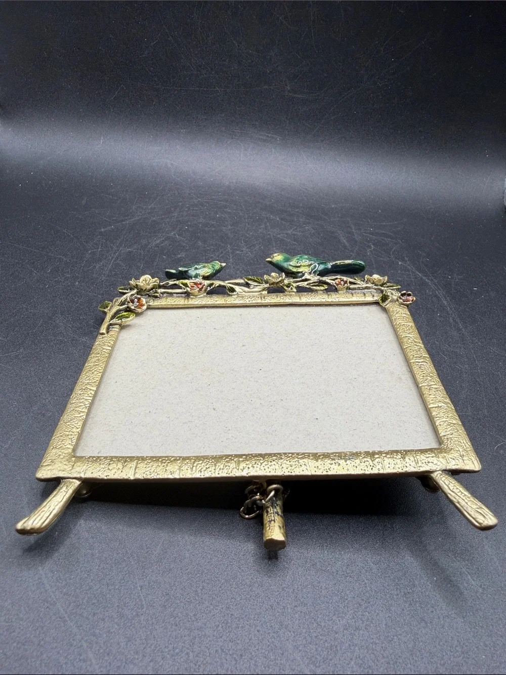 Pier 1 Imports Birds & Florals Enameled Metal Picture Frame Cottagecore Decor